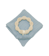Anneau de dentition beige et lange bleu